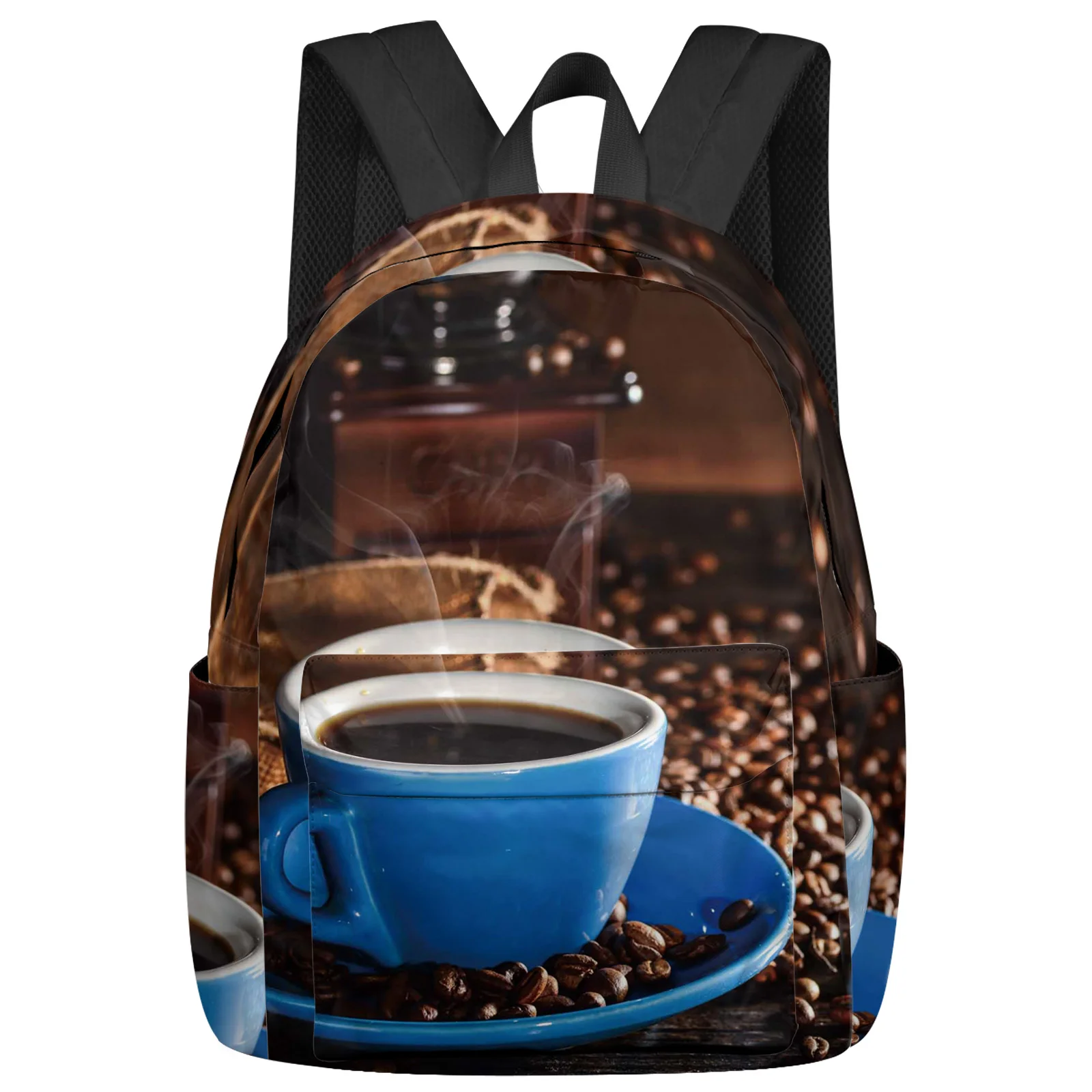 Coffee Cup Coffee Beans Women Man Backpacks Waterproof Travel School Backpack For Student Boys Girls Laptop Book Pack Mochilas