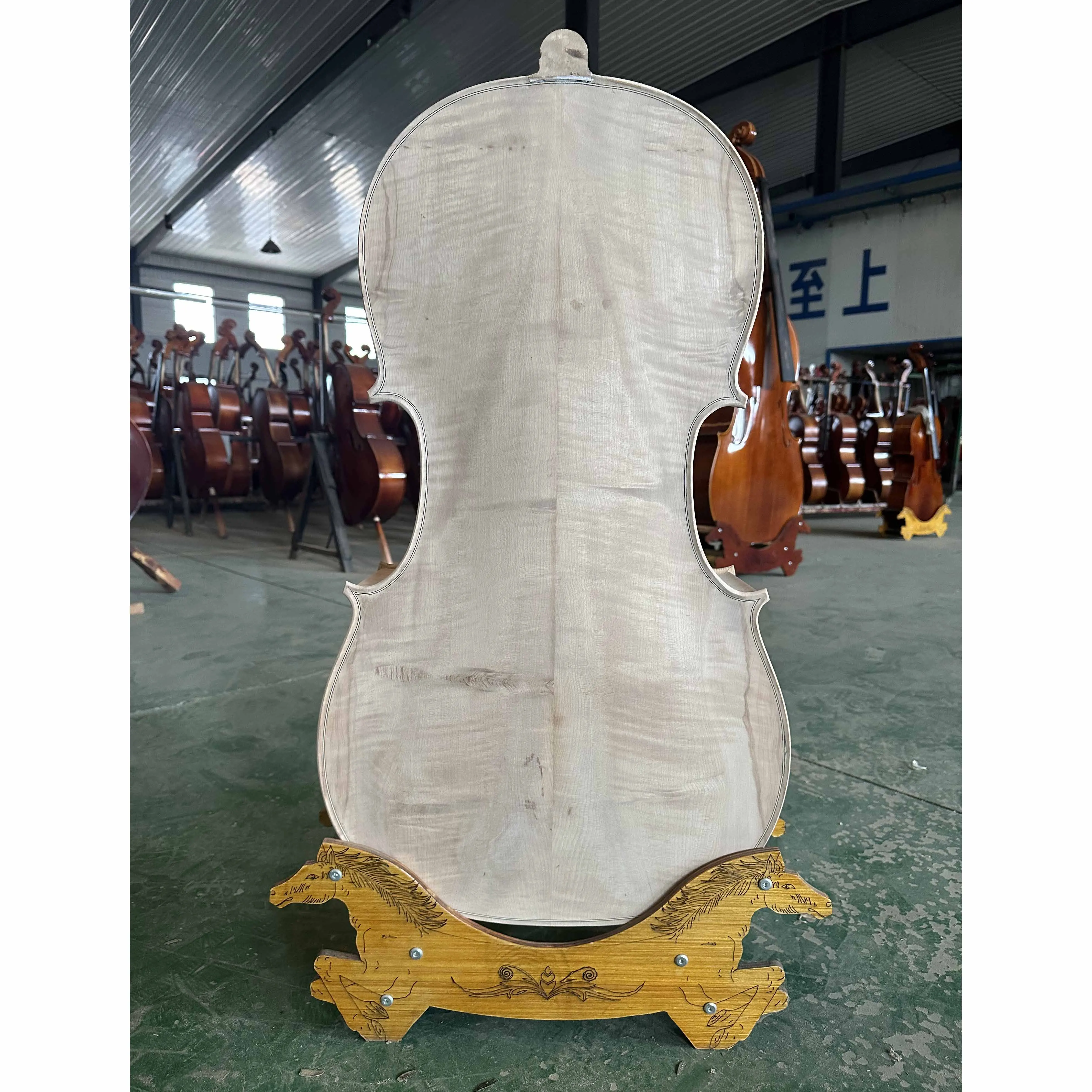 4/4 Handmade Tiger Pattern White Cello, Semi finished Maple Tiger Pattern Cello, Boutique