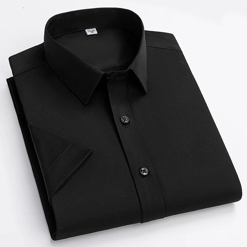 Men's pocketless regular fit single-breasted slim fit business formal wear versatile casual thin four-way stretch no-iron shirt