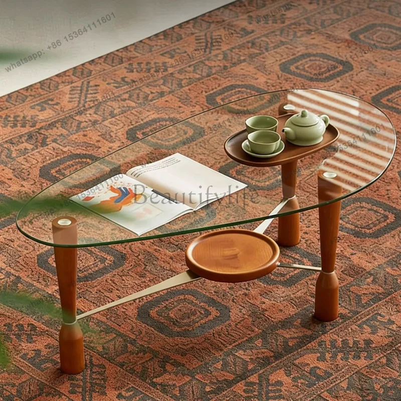 Glass Minimalist Side Table Simple Transparent Clear Aesthetic Unique Coffee Table Modern Living Room Meubles