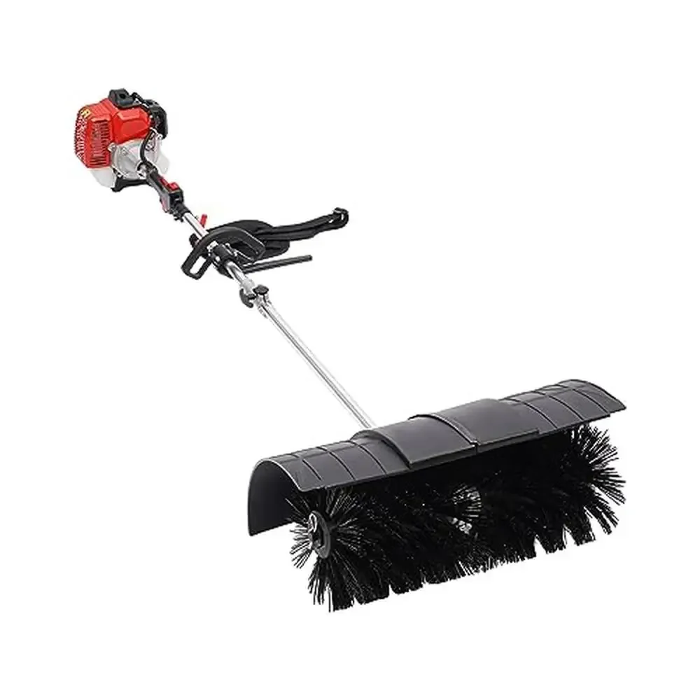 Gas Powered Sweeper Brush Cleaner Driveway Garden Sidewalks 52cc 2-Stroke Power Broom Turf Grass Snow Cleaning Steel Aluminum