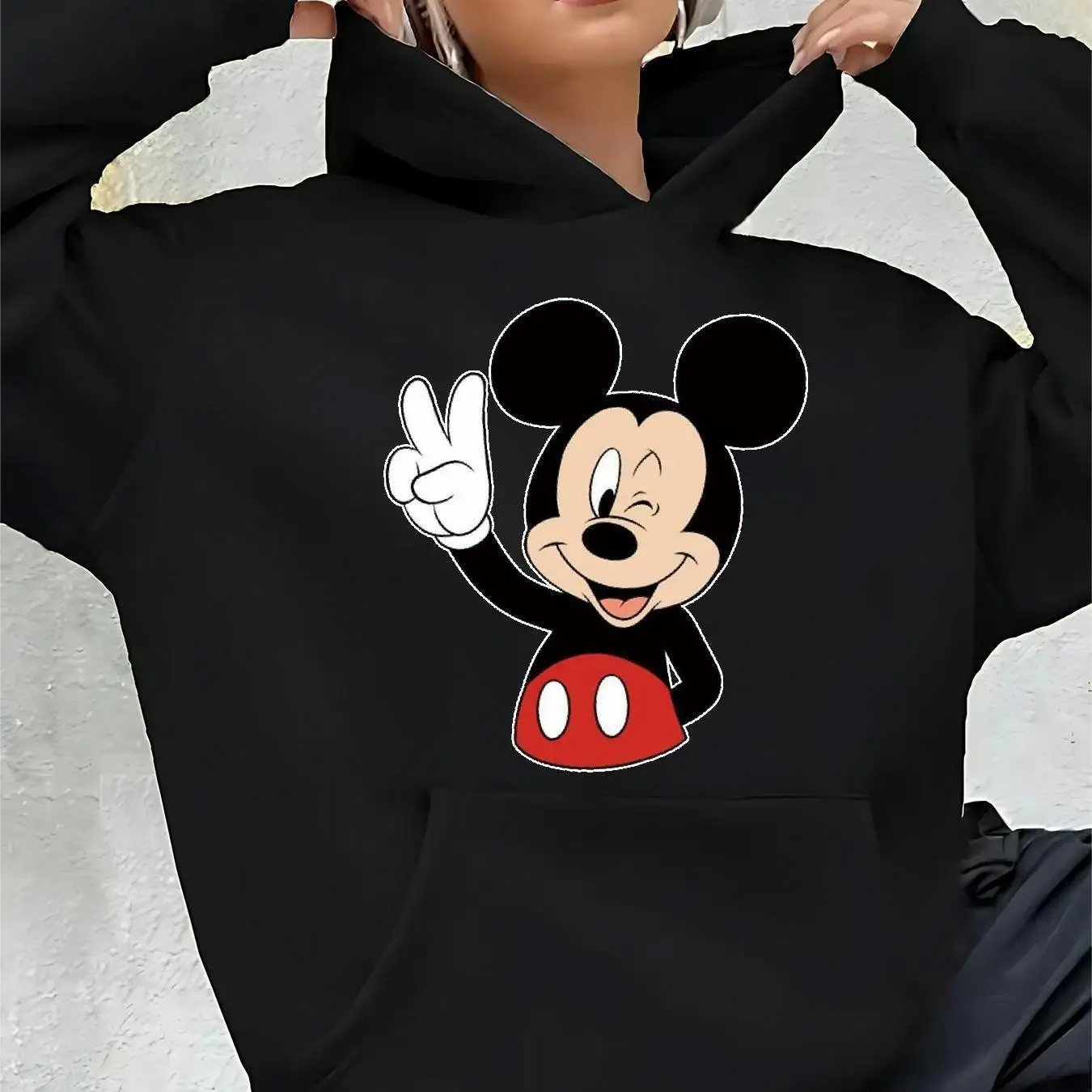 Disney Mickey Mouse sweat à capuche pour femme automne hiver polaire décontracté unisexe pull sweat vêtements à capuche surdimensionné Streetwear