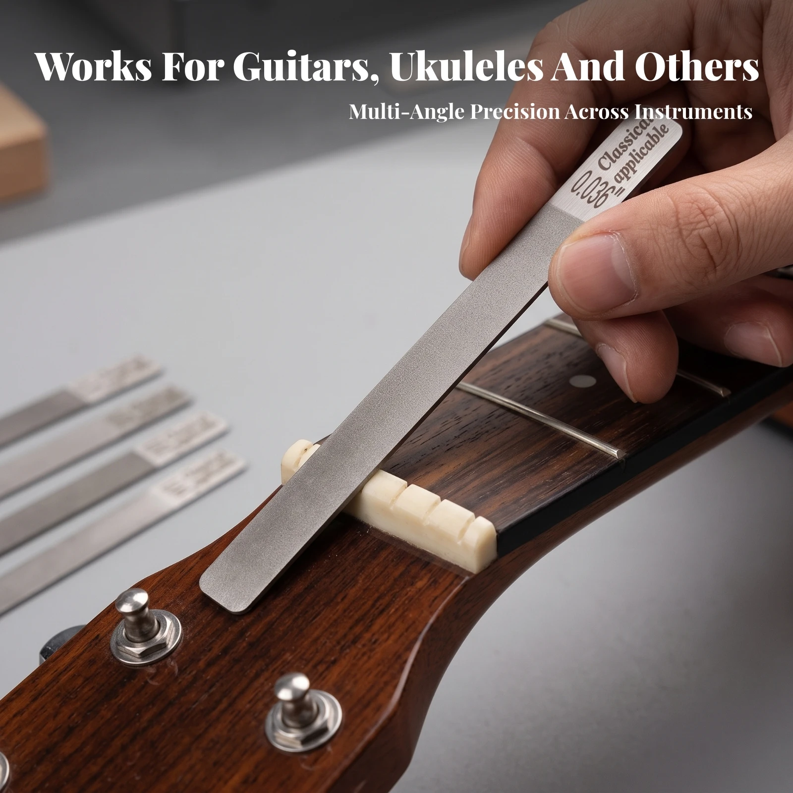 6 Pieces Guitar Nut File Set Compact Nut File Files Sturdy Tool Portable for Luthiers, Repair Shops, Workbench