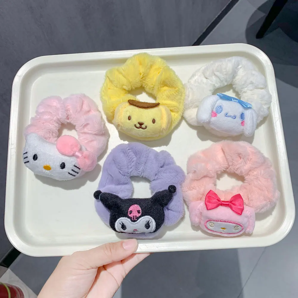 

Sanrio Cute Ears Sequin Velvet Bow Hair Ties,Kawaii Hair Band Headwear Accessories For Women Ponytail Holders
