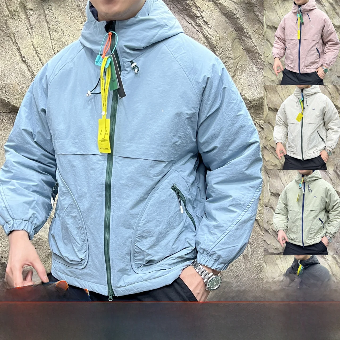 

Thiened Cotton Jaet Outdoor ex Hooded Warm Autumn Winter Coat Stand Fit Long Sve Polyester Fiber Youth Faion