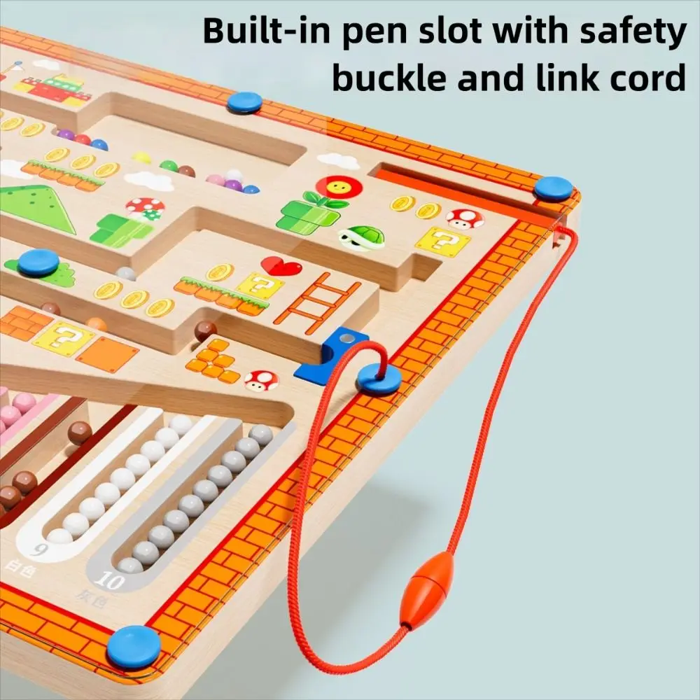 Pelota para caminar para niños, laberinto con números magnéticos, entrenamiento de atención, iluminación Digital, clasificación de colores, coordinación mano-ojo de madera