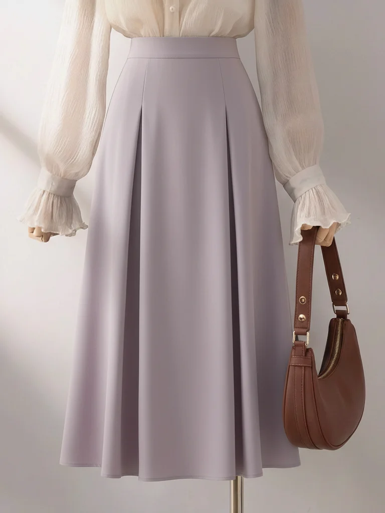 

Юбка-трапеция с высокой талией, длинная, фиолетовая, в стиле «зонтик», женская, больших размеров, весенняя, модная, для офиса, корейский стиль, средней длины