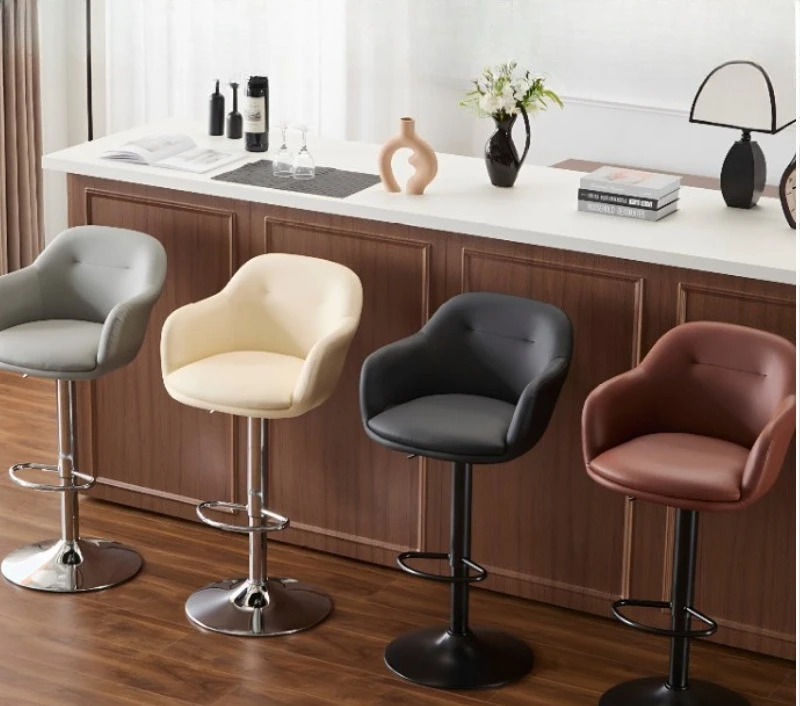 Bar chair lift rotating simple light luxury household high stool backrest can lift bar chair cashier front desk chair