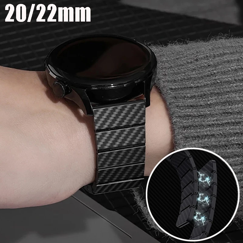 20mm 22mm Magnetic Carbon Fiber Strap For Samsung Galaxy Watch 3 4 5 6 7 Gear S3 Huawei Watch 4 3 GT4 GT3 GTR GTS 4Mini Bip 5 3