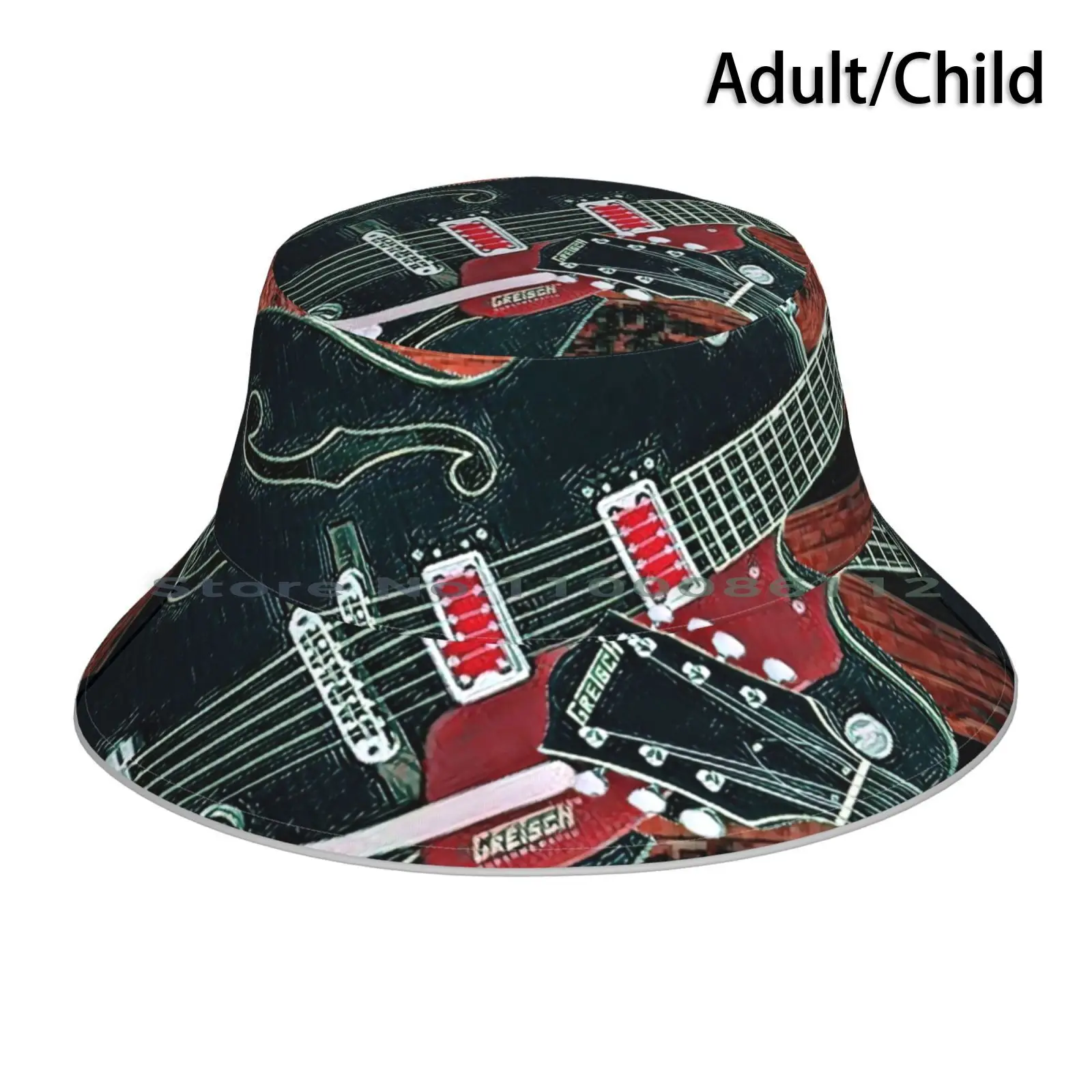 Rat Rod Love Bucket Hat Sun Cap Rat Rod Guitarists Electric Guitars Semi Hollow Orange Dessert Musicians Instruments Brimless