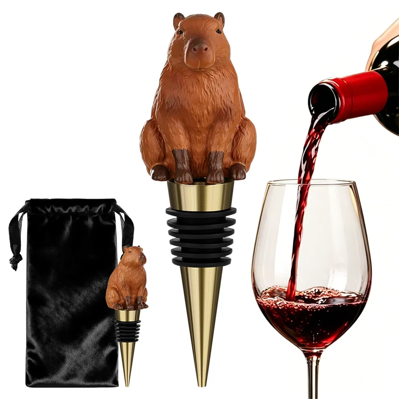 

Funny Capybara Shape Wine Stopper Reusable Resin Bottle Sealer for Wedding Party Home Kitchen Wine Accessory Perfect Gift