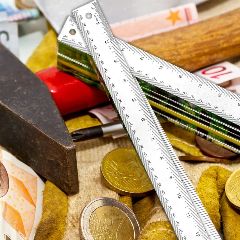 Metal Ruler 3 Pieces Stainless Steel Ruler With Cork Backing Non Slip Straight Edge Metal Ruler For Office School Work