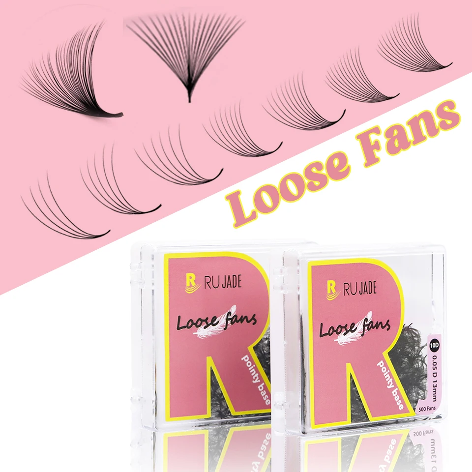 

Rujade 500Fans 3D-40D Loose Fans Eyelash Extension Pointy Base C/D Curl Mixed Volume Premade Fan Lashes Natural Soft Faux Cilios