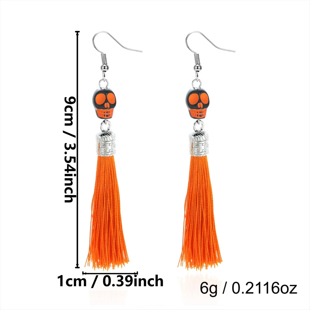 Schwarz-weiße Ohrringe mit grinsendem Totenkopf und Quasten für Damen, Gothic-Punk, dunkler Stil, Skelett-Karnevals-Ohrringe, Halloween-Schmuck – Detail 32