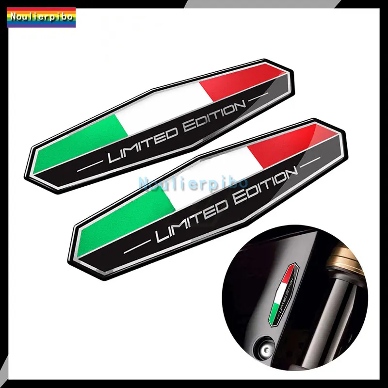 2x Suitable for Aprilia Ducati Triumph Kawasaki Yamaha 3D Car Sticker Italian Flag Limited Edition Decal Epoxy Decal