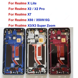 Middle Frame Housing For OPPO Realme X Lite X2 Pro X7 X50 X50M 5G Middle Frame Bezel with Side Button Camera Cover