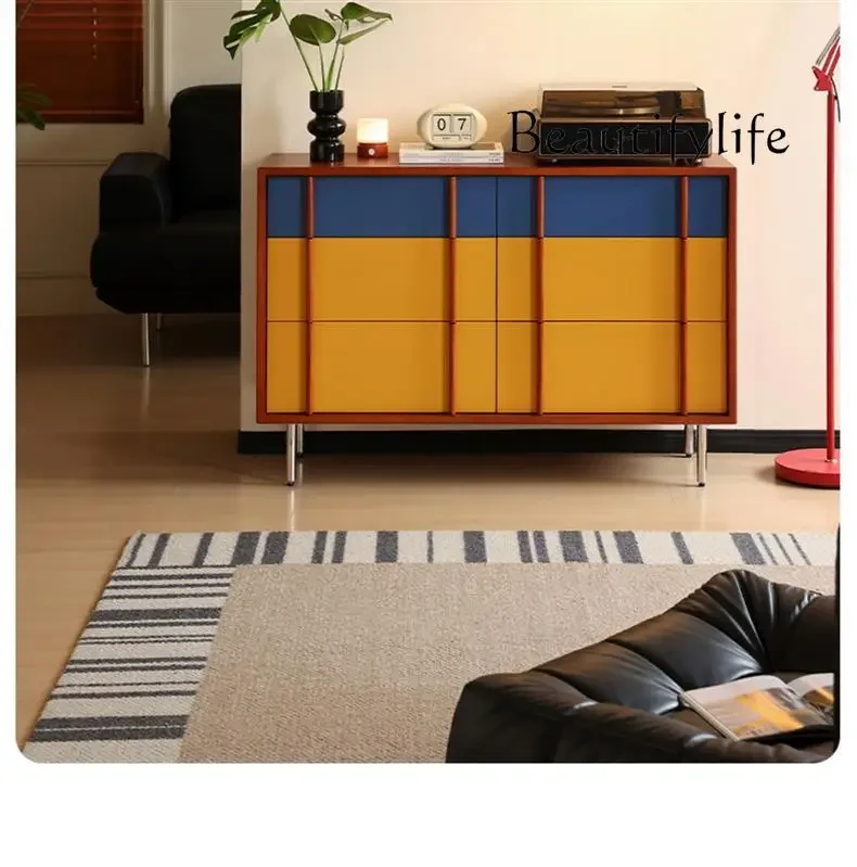 

DD25Medieval color matching six-chest cabinet contrasting color drawer living room storage cabinet storage characteristic cabine