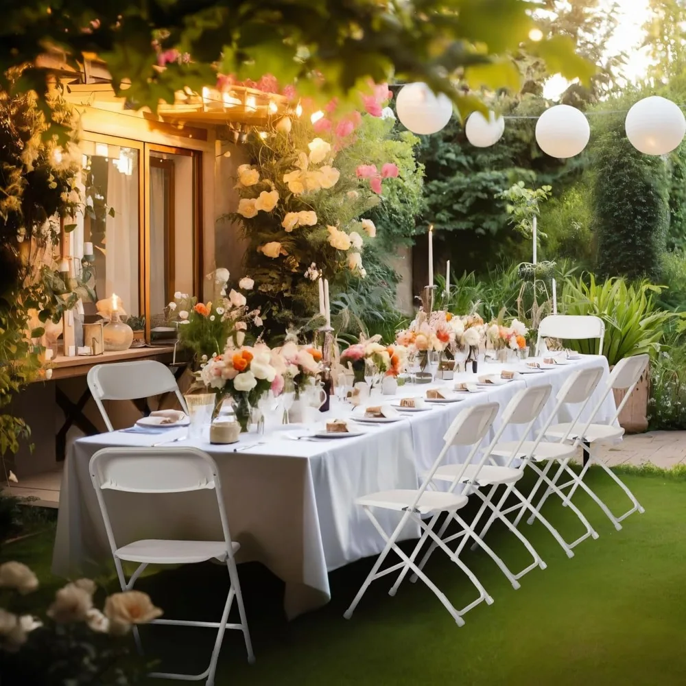 Portable Premium Plastic Folding Chairs for Weddings and Events, 450 LB Capacity, 10 Pack, Commercial-Grade Chairs