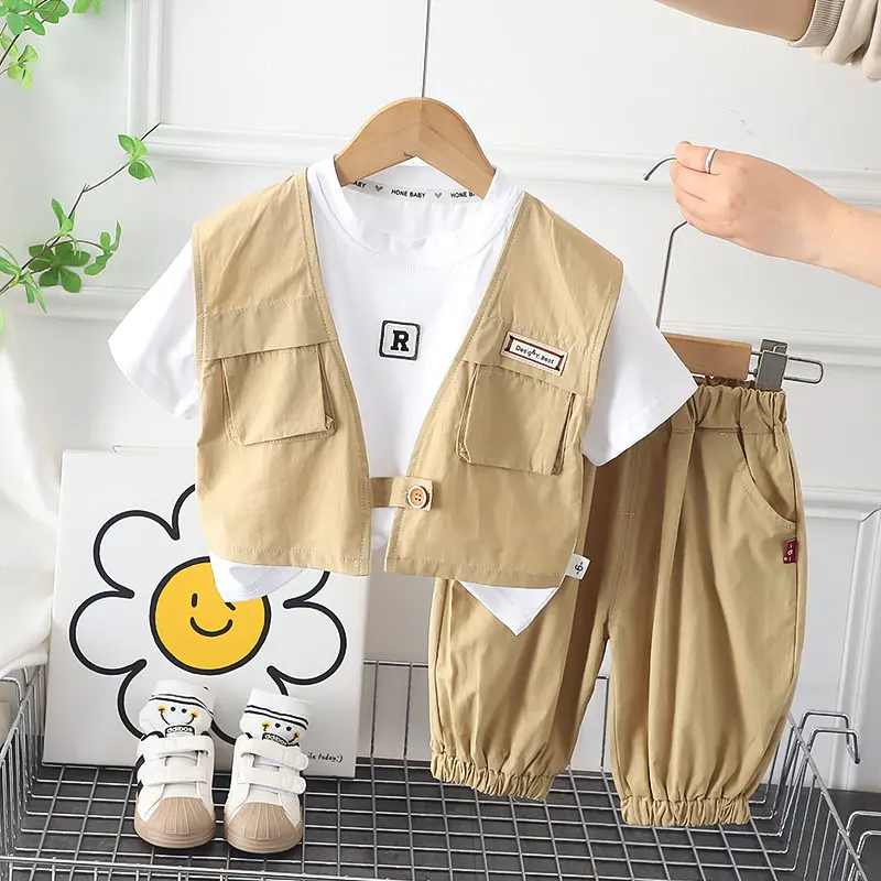 

New Summer Kids Clothes Suit Children Boys Girls Gentleman T Shirt Shorts 2Pcs/Set Toddler Casual Clothing Infant Kids Tracksuit