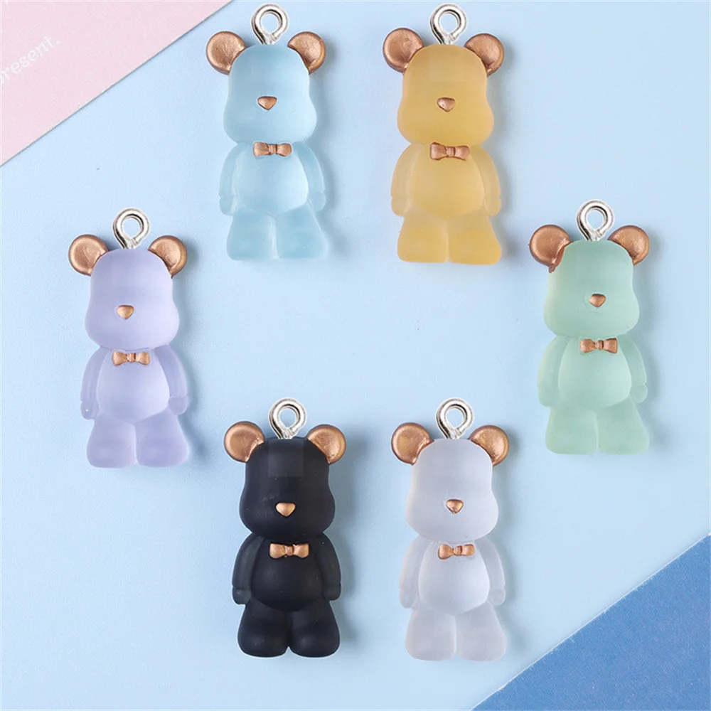 10Pcs Big Transparent 3D Bear Resin Charms Bag Decoration Pendant Kids DIY Making Necklace Keychain Bracelet Jewelry Accessories