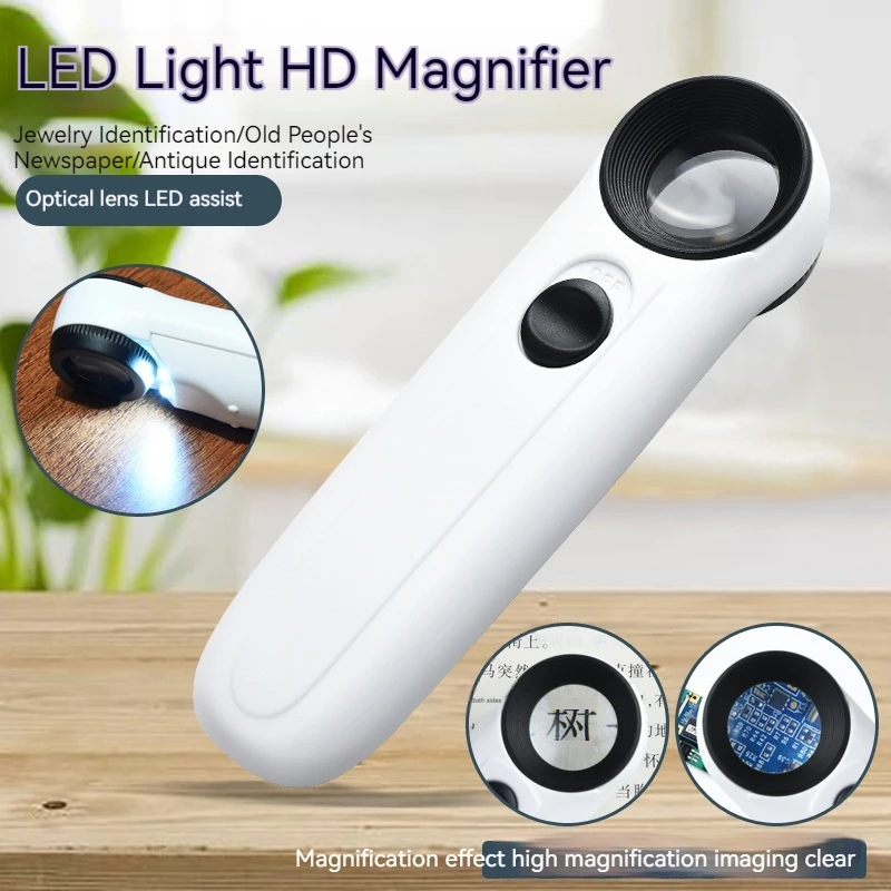 Lupa Led de doble lente para joyería antigua, lupa de 40X, valoración de joyería antigua