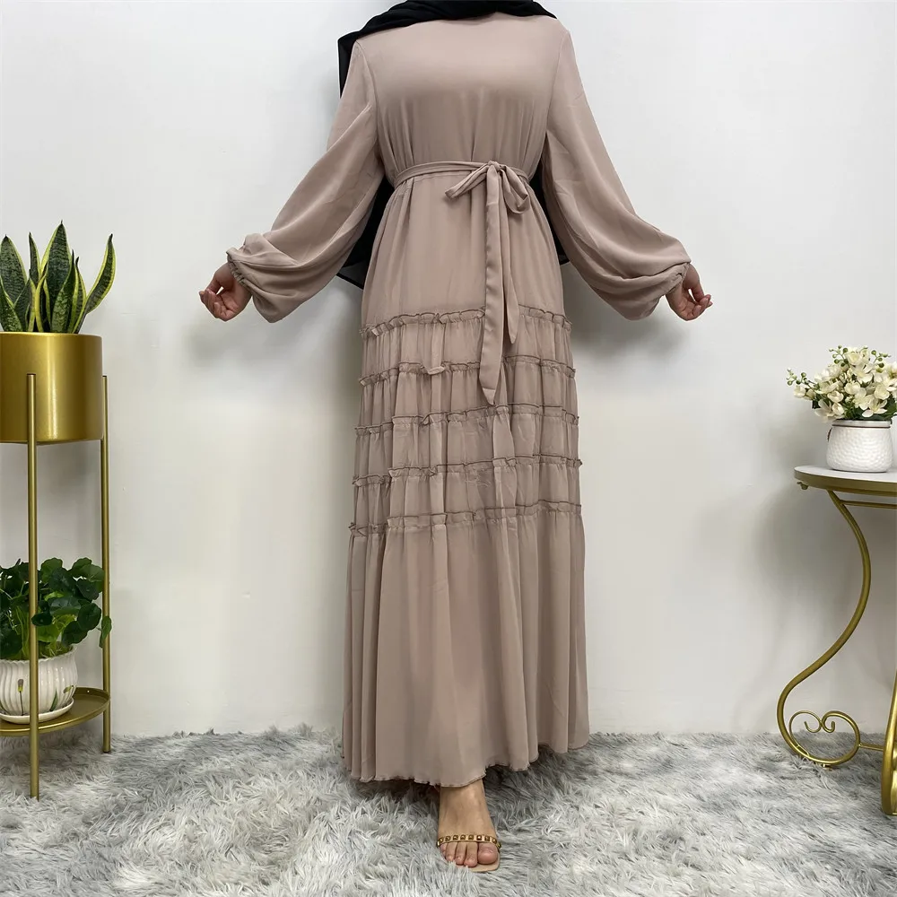 

Eid Morocco Dress Women Muslim Abaya Jalabiya Turtleneck Floral Solid Belted Dubai Kaftan Robe Vestidos Ramadan Abayas Dresses