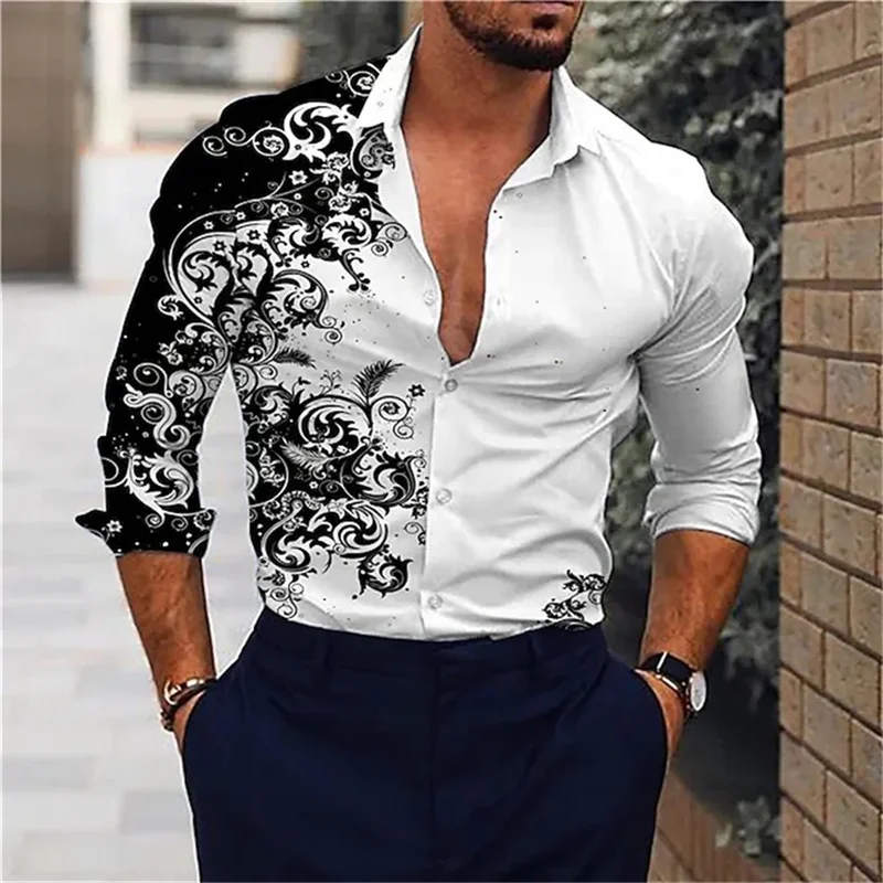 

2024 8 color men's half shirt classic long sleeved shirt loose men's shirt fashionable casual shirt oversized design