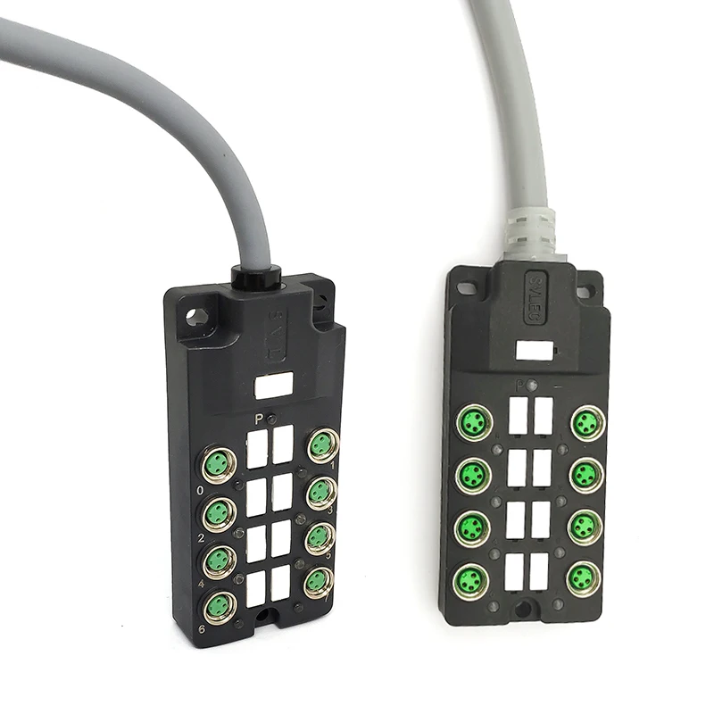 

M8 splitter, hub, splitter box 8 ports, halogen free cable PUR PVC