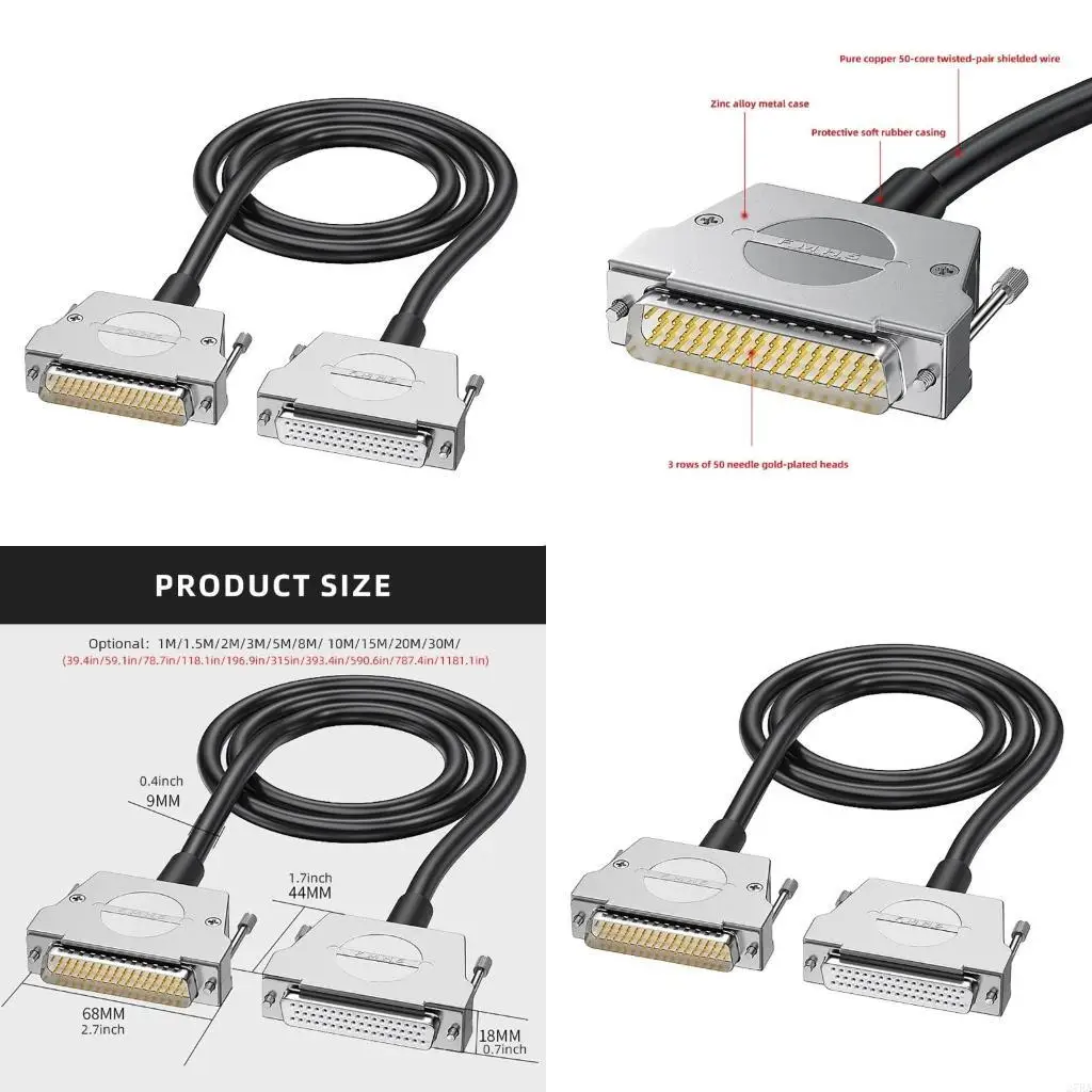 27RA DB50 Male Female Connection Cable, 28AWG Shielded Wire for Data Systems