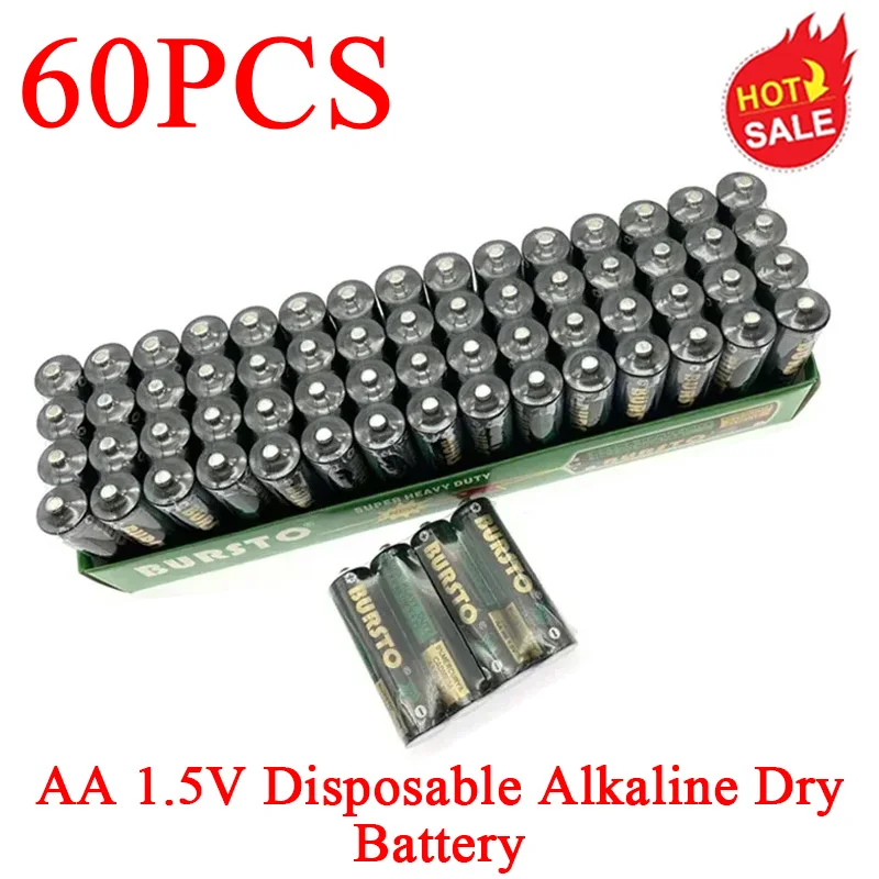 

60PCS New 1.5V AA Disposable Alkaline Dry Battery for Flashlight Electric Toy MP3 CD Player Wireless Mouse Keyboard Camera Razor