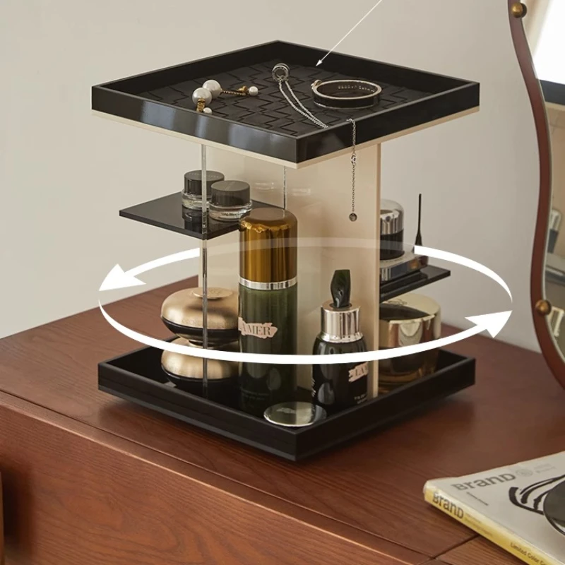 

Вращающийся акриловый органайзер для макияжа, многослойный ящик для хранения, подставка для духов и ювелирных изделий, держатель для ухода за кожей, 360° ° Спин-доступ