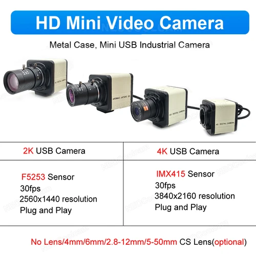 Imagen 2 del producto Cámara web Industrial 4K 8MP CCD IMX415 USB 2K F5253 con lente Varifocal de 2,8-12mm USB2.0 cámara de vídeo para PC UVC OTG para enseñanza en vivo
