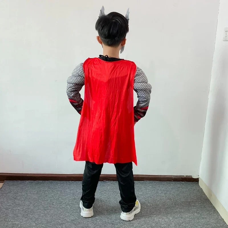 Anime Thor Cosplay Superhero Thor Muscle Costume Jumpsuit Hammer Cloak Full Set Halloween Carnival Costumes