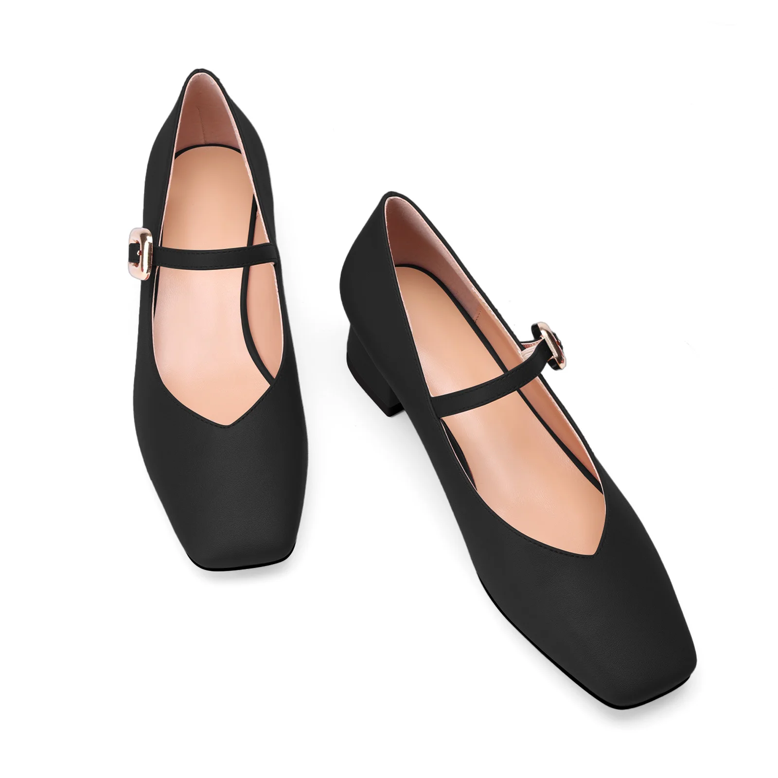 

Women's Mary Jane pumps, chunky heel, closed toe. Comfortable low wedge, elegant for work, prom, or office use.