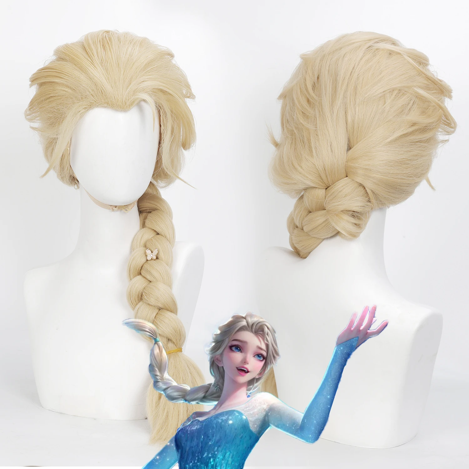 

32-дюймовый длинный светлый плетеный парик для косплея, термостойкий синтетический волос для костюма в стиле Льда на Хэллоуин