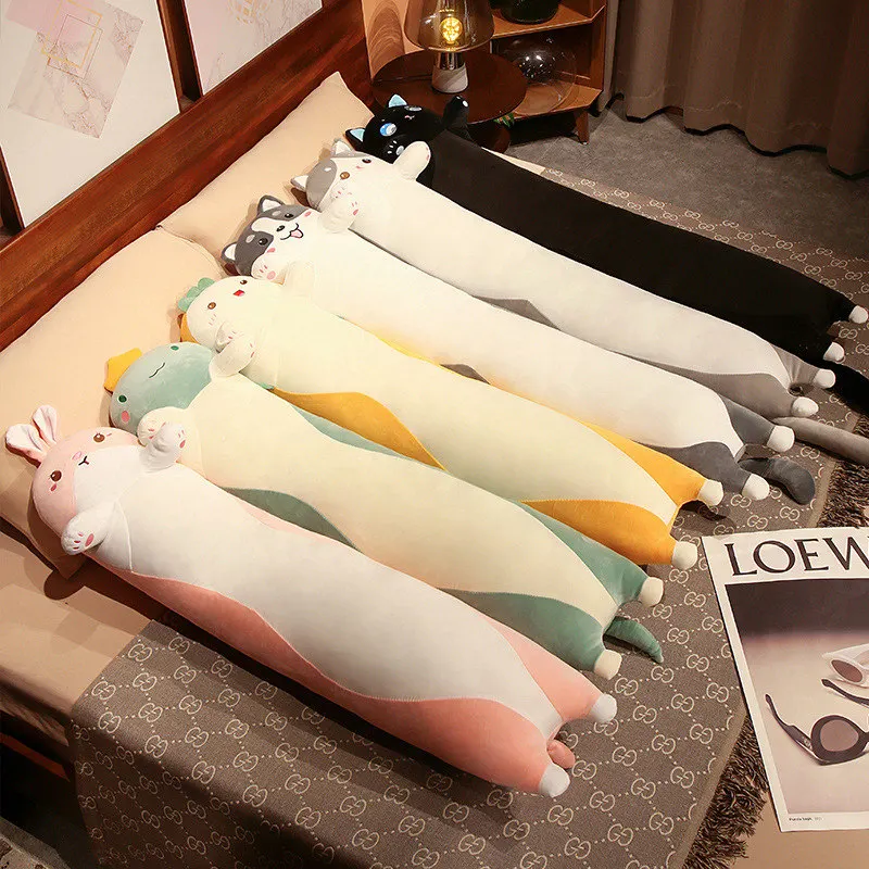 

150cm Dinosaur Cat Rabbit Husky Bread Plush Toys Stuffed Soft Long Sleep Pillow