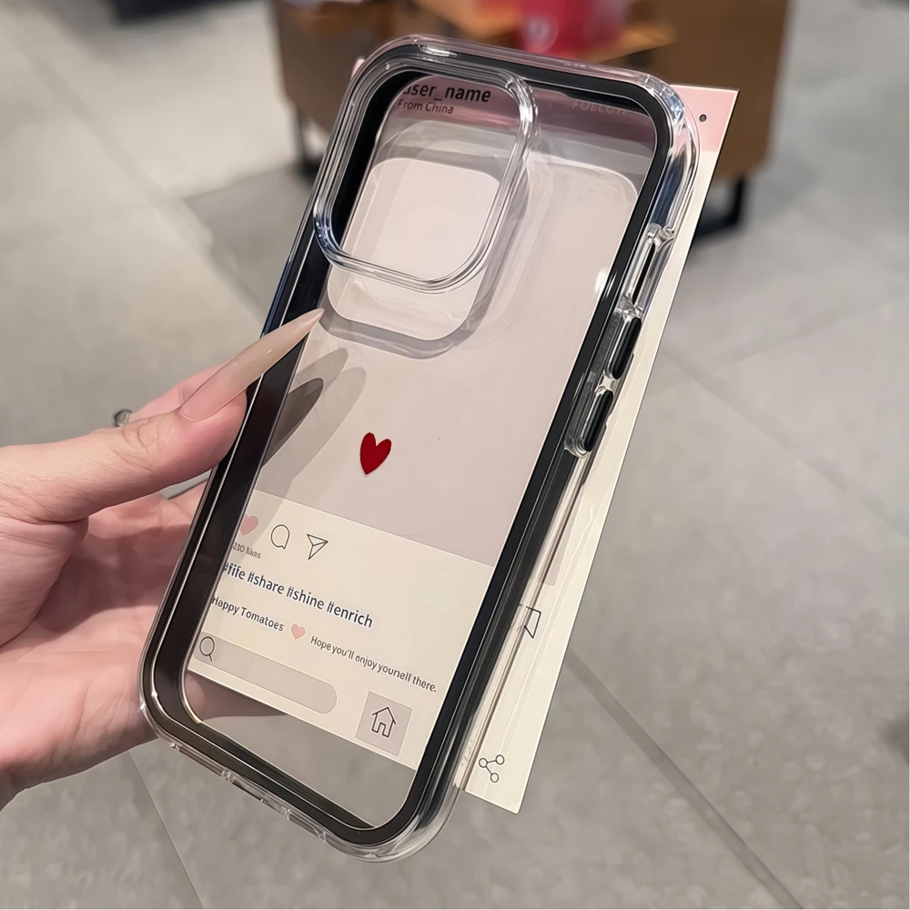 Leicht Süßes Kleines Herz Handyhülle für iPhone 16 14 15 Plus 13 14 15 17 16 ProMax 16 15 14 Pro 17Air Transparente Weiche Hülle – Detail 3