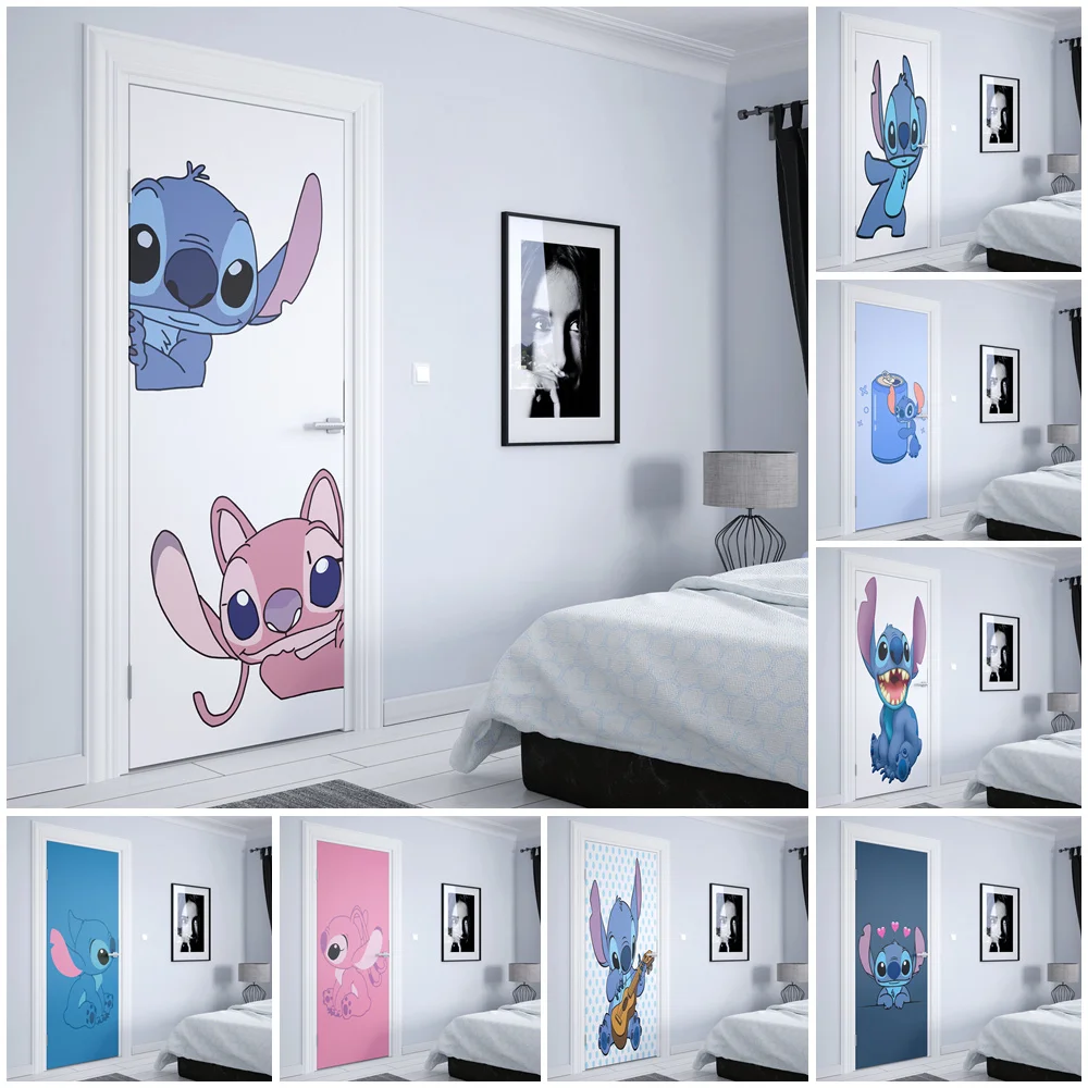 

Disney Lilo & Stitch Stitch Angel graffiti Aesthetic Door sticker Home decoration Nursery Kids Room door decoration Wall Sticker