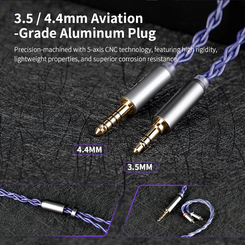 KBEAR Neon Hochreines OFC Quad-Cross IEM Kopfhörerkabel 4-adrig 3,5/4,4MM Symmetrisch Austauschbar HiFi Geflochtene Struktur – Detail 8