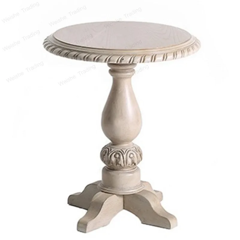 

American country log carving round edge few retro white old corner few living room furniture