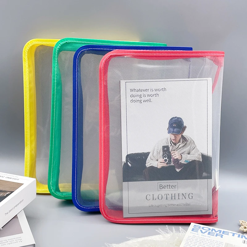 

A4 Large Capacity Transparent Zipper File Bag for Students College Class Textbook Test Paper Storage Bag with Zipper