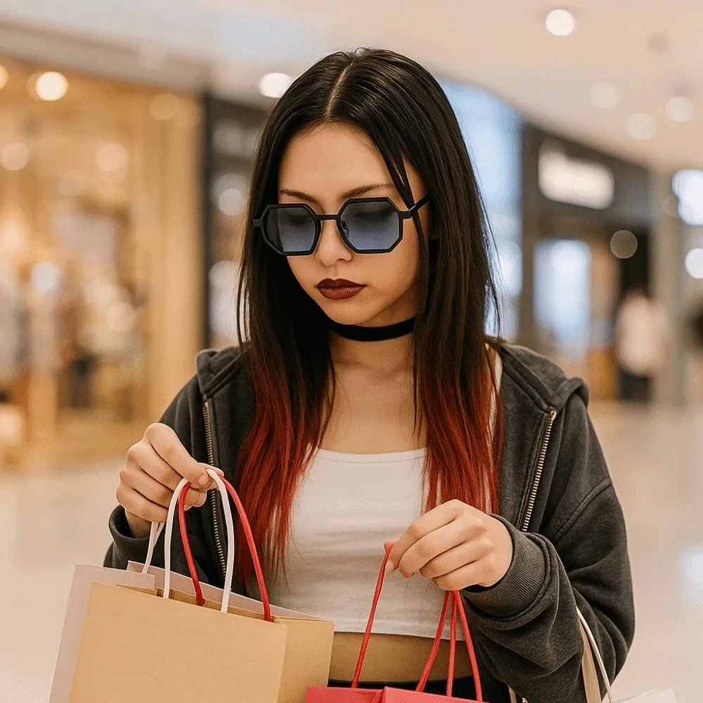 

Vintage Large Frame Polygon Sunglasses UV400 Punk Double Beam Sun Glasses Lightweight Alloy Multicolor Eyewear Outdoor