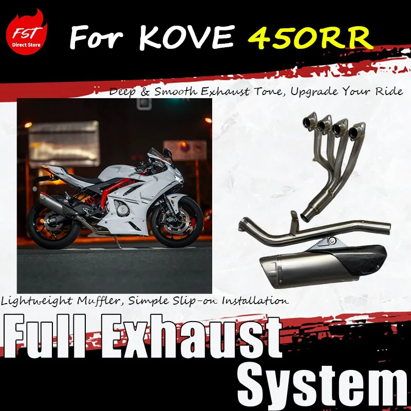 For KOVE 450RR FST Mod Parts Side Exit Straight Through High Quality Full System Exhaust Pipe Slip On Direct Fit Accessories