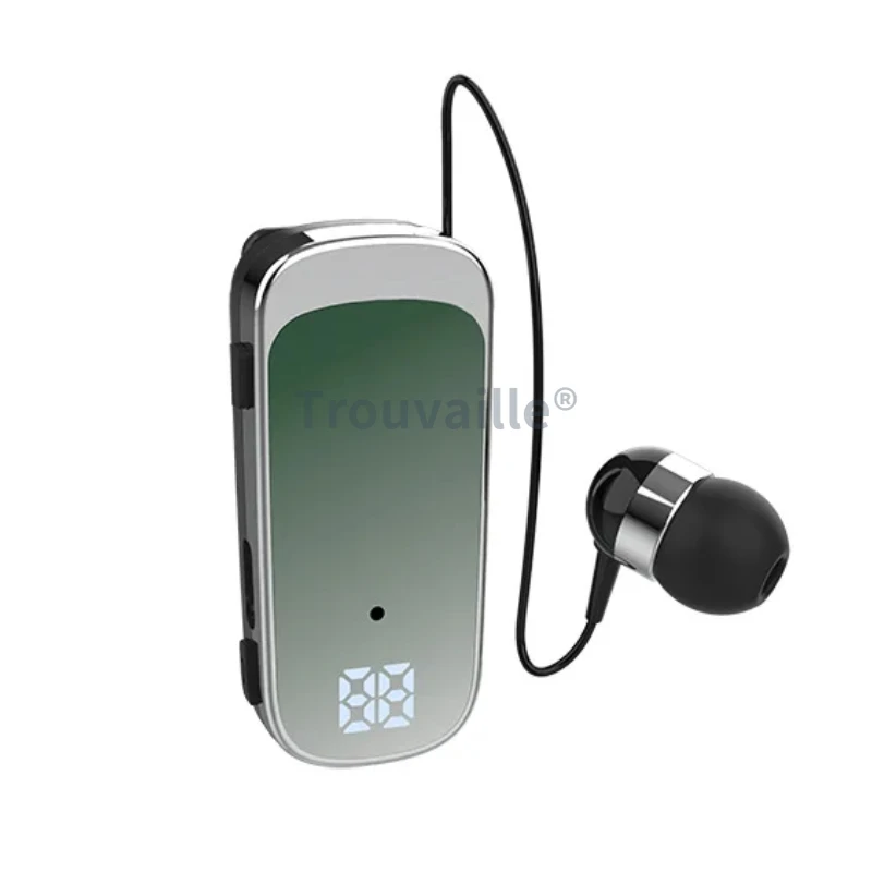 Trouvaille K65 Headphones in Lotus Wireless Bluetooth Headset Green K55 LED Power Display Ears with Wire Vibrate Clip-on Driving