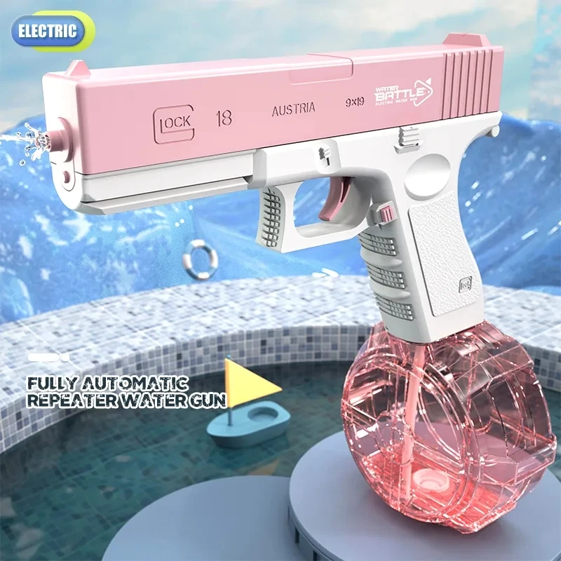 Glock Water Gun Toy Portable Water Gun Automatic Water Spray Gun Toys Electric Burst Water Gun Children Outdoor Water Fight Toy