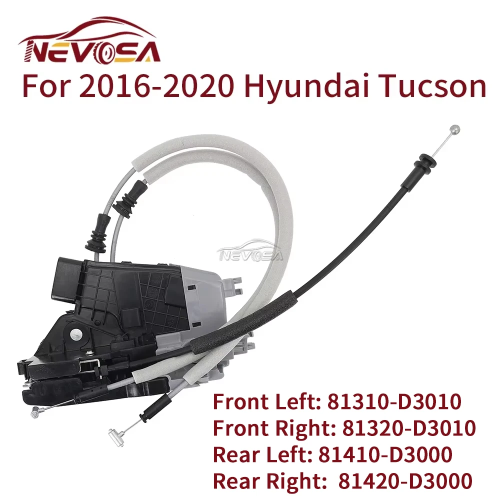 Actionneur de serrure de porte de voiture pour Hyundai Tucson 2016 2017 2018 2019 2020, conduite à gauche (LHD), références 81310-D3010, 81320-D3010, 81410-D3000