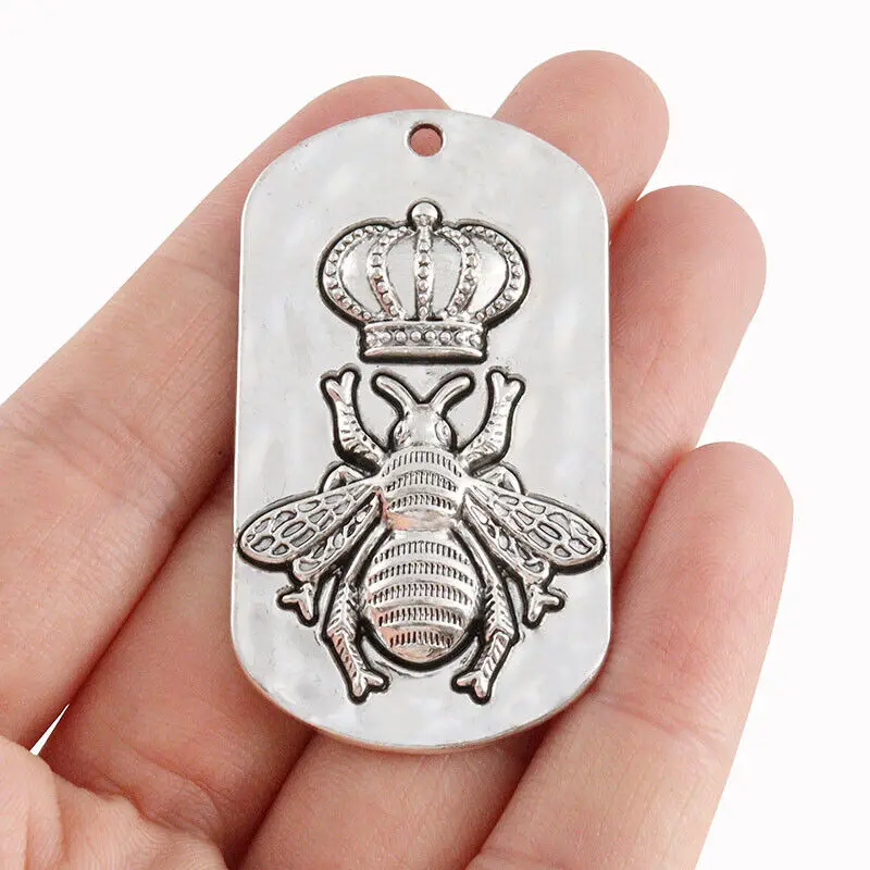 3 x Tibetan Silver Retro Style Honeybee Bee Insect Crown Pattern Charms Pendants For DIY Jewelry Making Findings Accessories