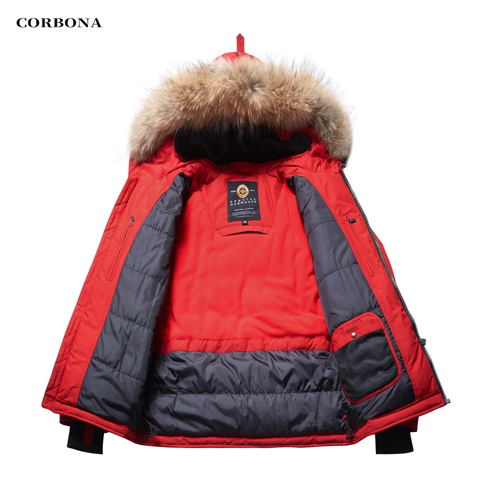 CORBONA New Men\'s Jackets Winter Coat Real Ful  Business Fashion Multi-pocket Multifunctional High Warmth Parka Thick Casual