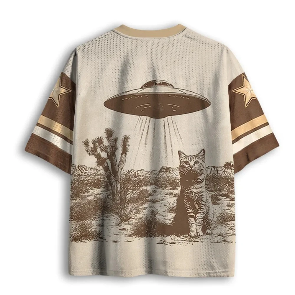 2026 Sommer Mode Spaß UFO Schockierender Waschbär 3D-Druck Schnelltrocknendes Atmungsaktives T-Shirt Lässiges Lockeres V-Ausschnitt T-Shirt Groß – Detail 9