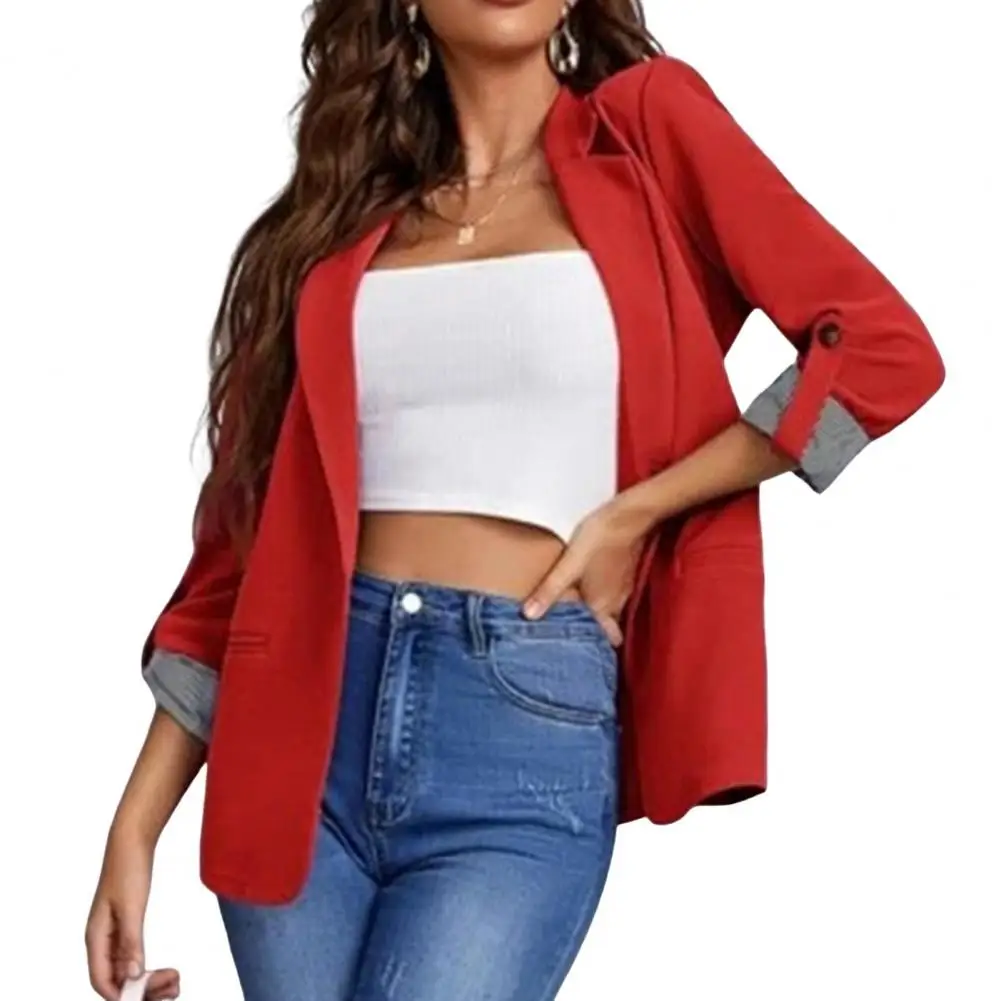 Feminino S-2XL tamanho commuter novo estilo manga longa casaco moda cardigan pequeno terno elegante cor sólida casual terno feminino topos